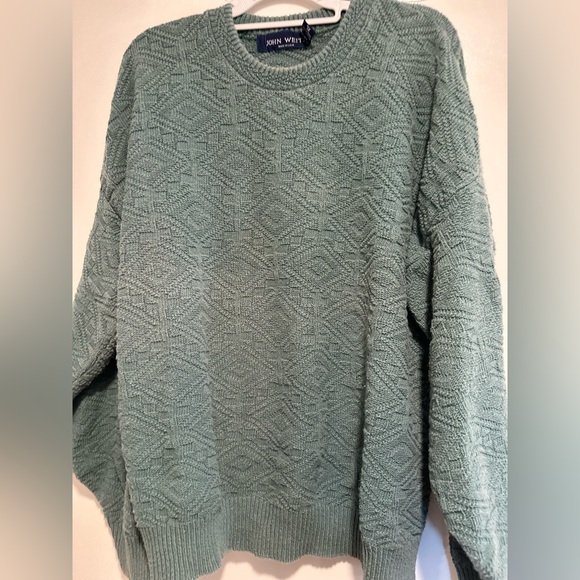Vintage 90s John Weitz Sweater Mens Sz: XL Green Oversized Geometric Texturized. - Picture 1 of 10